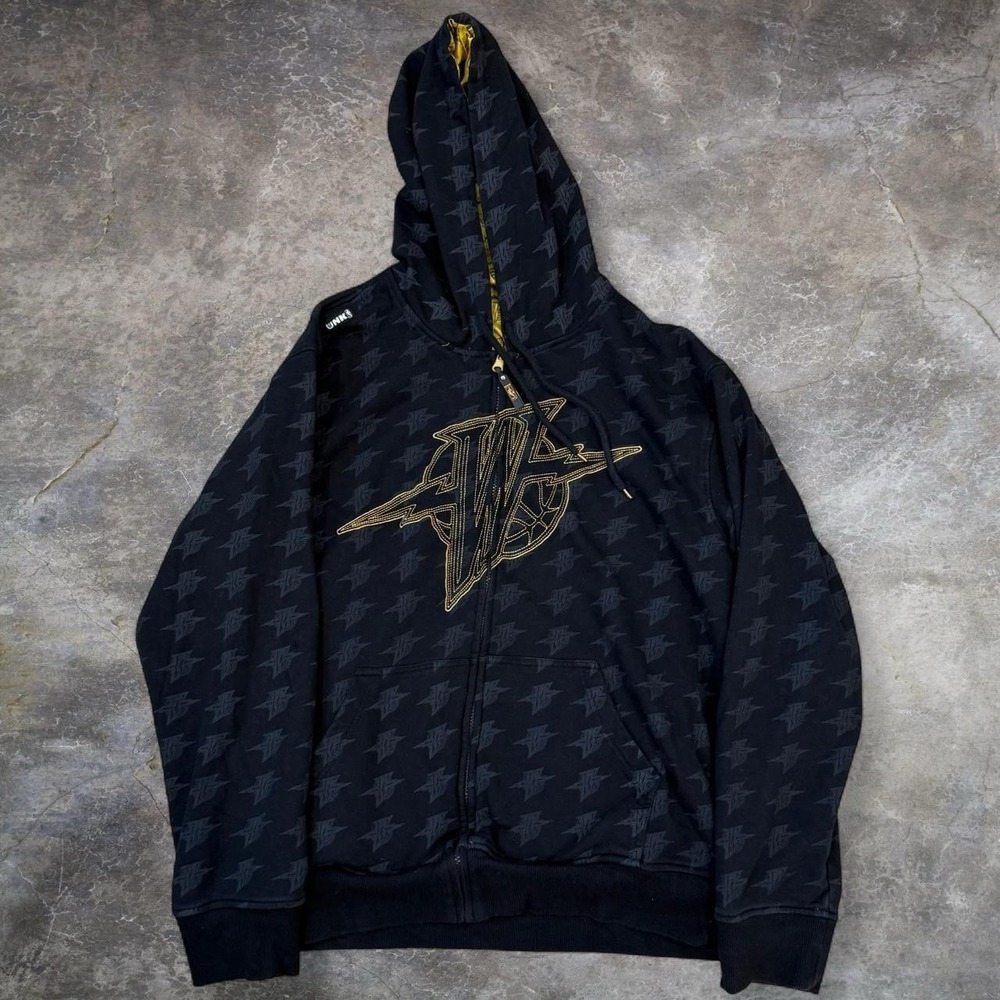 Vintage UNK Golden State Warriors AOP Reversible Hoodie‎ Men's Size XL NBA Y2K